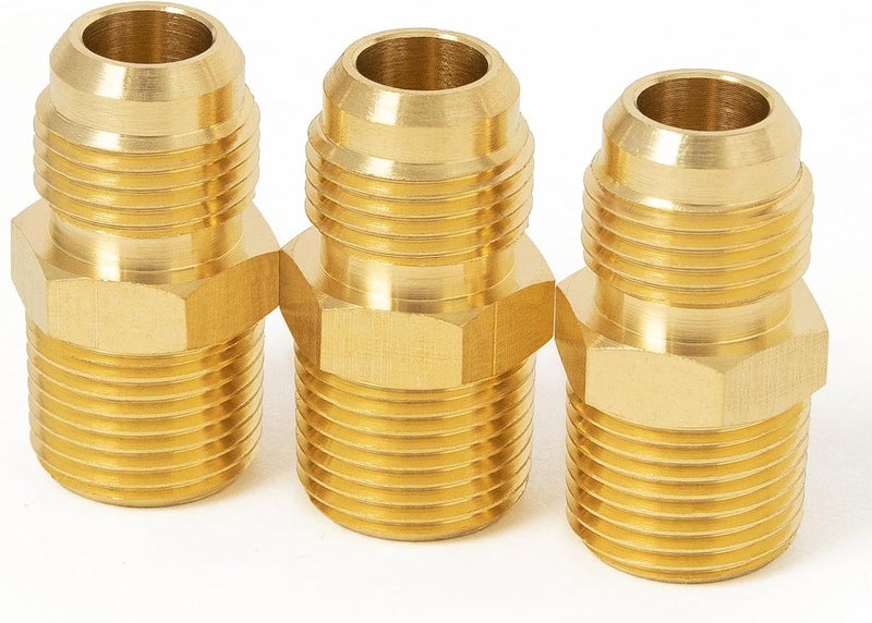 ChillWaves موصلات أنابيب نحاسية، 3/8" ذكر فلاش × 1/2" ذكر NPT نصف اتحاد محول غاز موصل أنابيب للبروبان (3-عبوة) - Image 1